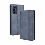 For OPPO Reno6 4G Magnetic Buckle Retro Pattern Horizontal Flip Leather Case with Holder & Card Slot & Wallet(Blue)