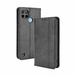For OPPO Realme C21Y Magnetic Buckle Retro Pattern Horizontal Flip Leather Case with Holder & Card Slot & Wallet(Black)
