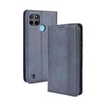 For OPPO Realme C21Y Magnetic Buckle Retro Pattern Horizontal Flip Leather Case with Holder & Card Slot & Wallet(Blue)