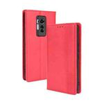 For Tecno Phantom X Magnetic Buckle Retro Pattern Horizontal Flip Leather Case with Holder & Card Slot & Wallet(Red)