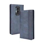 For Tecno Phantom X Magnetic Buckle Retro Pattern Horizontal Flip Leather Case with Holder & Card Slot & Wallet(Blue)