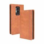 For Tecno Phantom X Magnetic Buckle Retro Pattern Horizontal Flip Leather Case with Holder & Card Slot & Wallet(Brown)