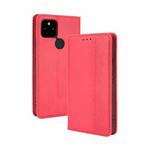 For Google Pixel 5a 5G Magnetic Buckle Retro Pattern Horizontal Flip Leather Case with Holder & Card Slot & Wallet(Red)