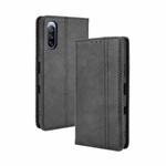 For Sony Xperia 10 III Magnetic Buckle Retro Pattern Horizontal Flip Leather Case with Holder & Card Slot & Wallet(Black)