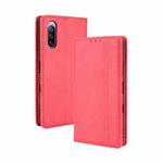 For Sony Xperia 10 III Magnetic Buckle Retro Pattern Horizontal Flip Leather Case with Holder & Card Slot & Wallet(Red)