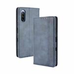 For Sony Xperia 10 III Magnetic Buckle Retro Pattern Horizontal Flip Leather Case with Holder & Card Slot & Wallet(Blue)