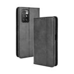 For Xiaomi Redmi 10 Magnetic Buckle Retro Pattern Horizontal Flip Leather Case with Holder & Card Slot & Wallet(Black)