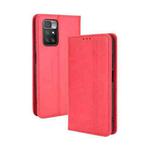 For Xiaomi Redmi 10 Magnetic Buckle Retro Pattern Horizontal Flip Leather Case with Holder & Card Slot & Wallet(Red)