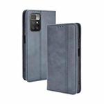 For Xiaomi Redmi 10 Magnetic Buckle Retro Pattern Horizontal Flip Leather Case with Holder & Card Slot & Wallet(Blue)