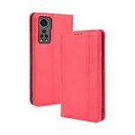 For ZTE Axon 30 5G Magnetic Buckle Retro Pattern Horizontal Flip Leather Case with Holder & Card Slot & Wallet(Red)