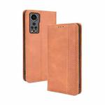 For ZTE Axon 30 5G Magnetic Buckle Retro Pattern Horizontal Flip Leather Case with Holder & Card Slot & Wallet(Brown)