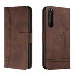 For Sony Xperia 1 III Retro Skin Feel Horizontal Flip Soft TPU + PU Leather Case with Holder & Card Slots & Photo Frame(Coffee)