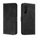 For Sony Xperia 1 III Retro Skin Feel Horizontal Flip Soft TPU + PU Leather Case with Holder & Card Slots & Photo Frame(Black)