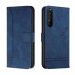 For Sony Xperia 1 III Retro Skin Feel Horizontal Flip Soft TPU + PU Leather Case with Holder & Card Slots & Photo Frame(Blue)