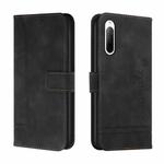 For Sony Xperia 10 II Retro Skin Feel Horizontal Flip Soft TPU + PU Leather Case with Holder & Card Slots & Photo Frame(Black)