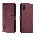 For Xiaomi Redmi 9A Retro Skin Feel Horizontal Flip Soft TPU + PU Leather Case with Holder & Card Slots & Photo Frame(Wine Red)
