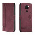 For Xiaomi Redmi Note 9 Retro Skin Feel Horizontal Flip Soft TPU + PU Leather Case with Holder & Card Slots & Photo Frame(Wine Red)