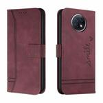 For Xiaomi Redmi Note 9T Retro Skin Feel Horizontal Flip Soft TPU + PU Leather Case with Holder & Card Slots & Photo Frame(Wine Red)