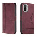 For Xiaomi Redmi Note 10 4G Retro Skin Feel Horizontal Flip Soft TPU + PU Leather Case with Holder & Card Slots & Photo Frame(Wine Red)