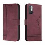 For Xiaomi Redmi Note 10 5G Retro Skin Feel Horizontal Flip Soft TPU + PU Leather Case with Holder & Card Slots & Photo Frame(Wine Red)