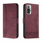 For Xiaomi Redmi Note 10 Pro Retro Skin Feel Horizontal Flip Soft TPU + PU Leather Case with Holder & Card Slots & Photo Frame(Wine Red)