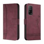 For Xiaomi Mi 10T 5G Retro Skin Feel Horizontal Flip Soft TPU + PU Leather Case with Holder & Card Slots & Photo Frame(Wine Red)