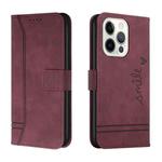 Retro Skin Feel Horizontal Flip Soft TPU + PU Leather Case with Holder & Card Slots & Photo Frame For iPhone 13 Pro(Wine Red)