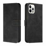 For iPhone 12 / 12 Pro Retro Skin Feel Horizontal Flip Soft TPU + PU Leather Case with Holder & Card Slots & Photo Frame(Black)