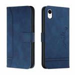 Retro Skin Feel Horizontal Flip Soft TPU + PU Leather Case with Holder & Card Slots & Photo Frame For iPhone XR(Blue)