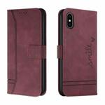 Retro Skin Feel Horizontal Flip Soft TPU + PU Leather Case with Holder & Card Slots & Photo Frame For iPhone XS Max(Wine Red)