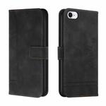 For iPhone SE 2022 / SE 2020 / 8 / 7 Retro Skin Feel Horizontal Flip Soft TPU + PU Leather Case with Holder & Card Slots & Photo Frame(Black)