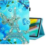 For Galaxy Tab S5e T720 Colored Drawing Horizontal Flip PU Leather Case with Holder & Card Slot & Sleep / Wake-up Function(Butterfly Tower)