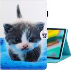 For Galaxy Tab S6 T860 Colored Drawing Horizontal Flip PU Leather Case with Holder & Card Slot & Sleep / Wake-up Function(Blue White cat)