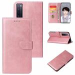 For Huawei nova 7 5G Calf Texture Buckle Horizontal Flip Leather Case with Holder & Card Slots & Wallet(Rose Gold)