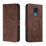 For Motorola Moto E7 Retro Skin Feel Horizontal Flip Soft TPU + PU Leather Case with Holder & Card Slots & Photo Frame(Coffee)