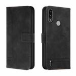 For Motorola Moto E7 Power Retro Skin Feel Horizontal Flip Soft TPU + PU Leather Case with Holder & Card Slots & Photo Frame(Black)