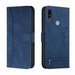 For Motorola Moto E7 Power Retro Skin Feel Horizontal Flip Soft TPU + PU Leather Case with Holder & Card Slots & Photo Frame(Blue)