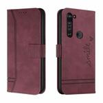 For Motorola Moto Edge Retro Skin Feel Horizontal Flip Soft TPU + PU Leather Case with Holder & Card Slots & Photo Frame(Wine Red)