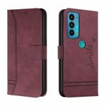 For Motorola Moto Edge 20 Retro Skin Feel Horizontal Flip Soft TPU + PU Leather Case with Holder & Card Slots & Photo Frame(Wine Red)