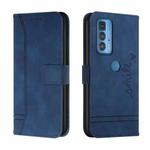 For Motorola Moto Edge 20 Pro Retro Skin Feel Horizontal Flip Soft TPU + PU Leather Case with Holder & Card Slots & Photo Frame(Blue)