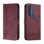 For Motorola Moto Edge 2021 Retro Skin Feel Horizontal Flip Soft TPU + PU Leather Case with Holder & Card Slots & Photo Frame(Wine Red)