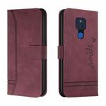 For Motorola Moto G Play 2021 Retro Skin Feel Horizontal Flip Soft TPU + PU Leather Case with Holder & Card Slots & Photo Frame(Wine Red)