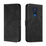 For Motorola Moto G Play 2021 Retro Skin Feel Horizontal Flip Soft TPU + PU Leather Case with Holder & Card Slots & Photo Frame(Black)