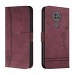 For Motorola Moto G9 Play Retro Skin Feel Horizontal Flip Soft TPU + PU Leather Case with Holder & Card Slots & Photo Frame(Wine Red)