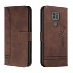 For Motorola Moto G9 Play Retro Skin Feel Horizontal Flip Soft TPU + PU Leather Case with Holder & Card Slots & Photo Frame(Coffee)