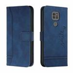 For Motorola Moto G9 Play Retro Skin Feel Horizontal Flip Soft TPU + PU Leather Case with Holder & Card Slots & Photo Frame(Blue)
