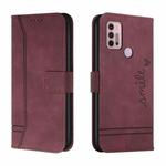 For Motorola Moto G10 / G20 / G30 Retro Skin Feel Horizontal Flip Soft TPU + PU Leather Case with Holder & Card Slots & Photo Frame(Wine Red)