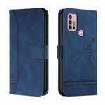 For Motorola Moto G10 / G20 / G30 Retro Skin Feel Horizontal Flip Soft TPU + PU Leather Case with Holder & Card Slots & Photo Frame(Blue)