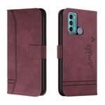 For Motorola Moto G40 / G60 Retro Skin Feel Horizontal Flip Soft TPU + PU Leather Case with Holder & Card Slots & Photo Frame(Wine Red)