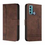 For Motorola Moto G40 / G60 Retro Skin Feel Horizontal Flip Soft TPU + PU Leather Case with Holder & Card Slots & Photo Frame(Coffee)